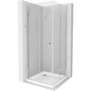 Kabiny prysznicowe - Mexen Lima Duo kabina prysznicowa składana 70x70 cm, transparent, chrom + brodzik Flat - miniaturka - grafika 1