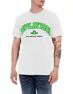 Koszulki męskie - Replay Męski T-shirt z krótkim rękawem 1981 z bawełny organicznej, 001 White, L - miniaturka - grafika 1
