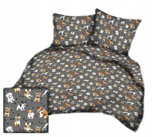 pościel bawełna lux 140x200 + 1 poszewka B 307-5 psiaki na graficie - Pościel pościel bawełna lux 140x200 + 1 poszewka B 307-5 psiaki na graficie - Pościel - miniaturka - grafika 1