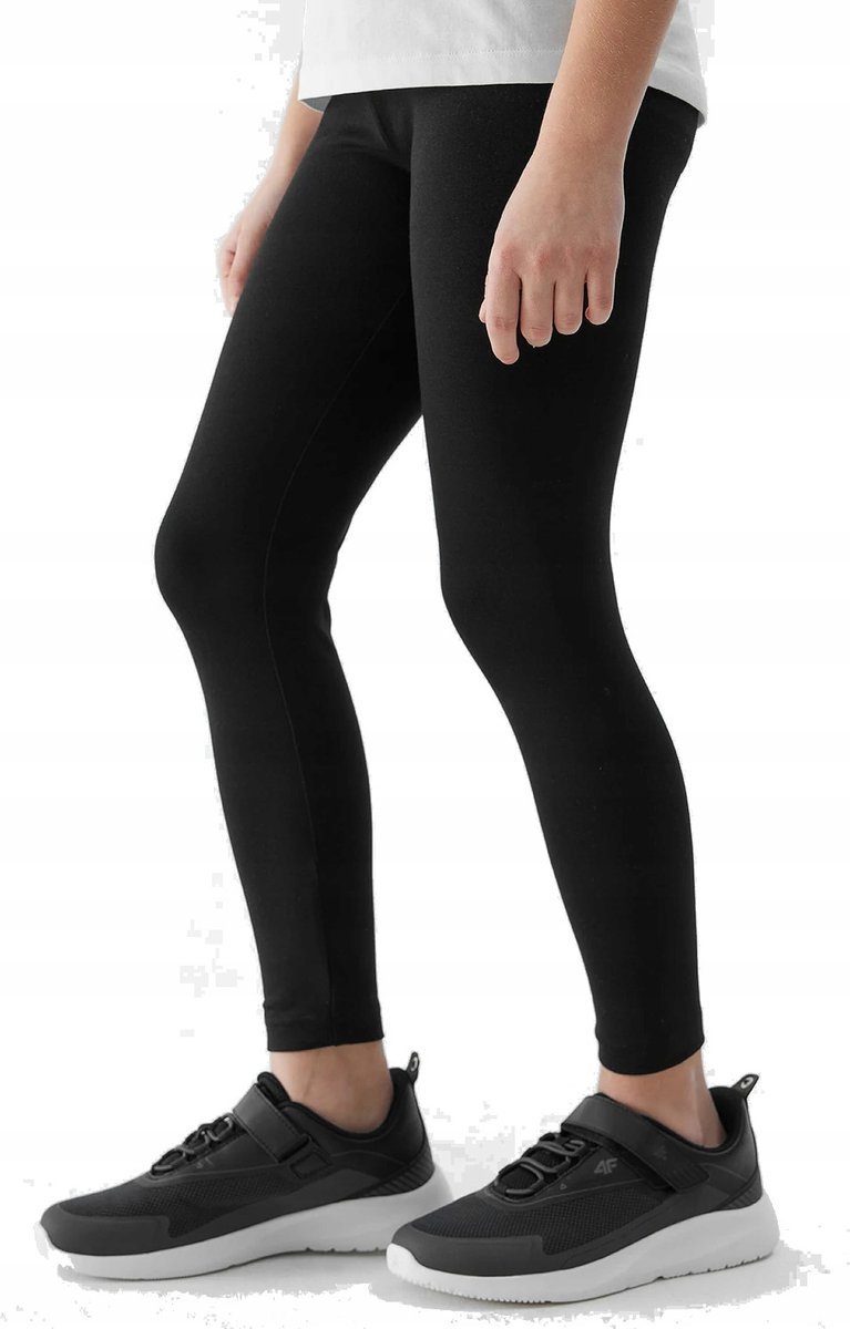 Dziewczęce legginsy bawełniane sportowe 4F F130 146 cm (10-11 lat) czarny