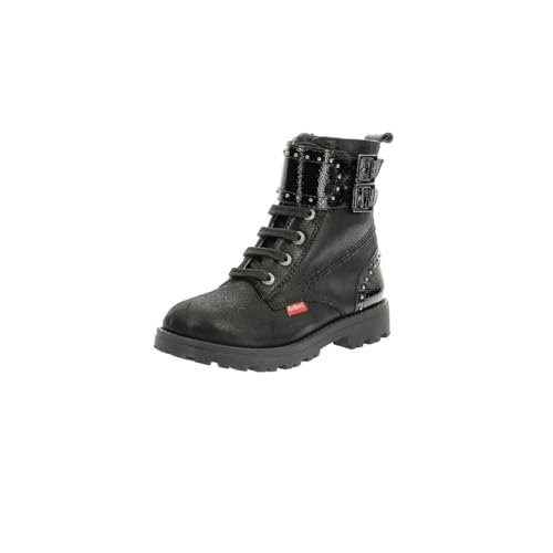 KICKERS GROOROCK Botki dla chłopców i dziewczynek, 10 UK dziecko, Błyszczący czarny, 10 UK Child