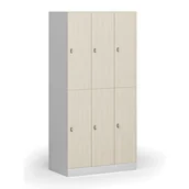 Szafki biurowe - Szafka skrytkowa, 6 schowków, 1850 x 900 x 500 mm, zamek obrotowy, drzwi laminowane, brzoza - miniaturka - grafika 1