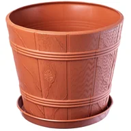 Donice - Doniczka drewnopodobna z podstawką Pula 19 cm, terakota - miniaturka - grafika 1