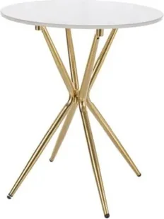 Stolik kawowy AZALIA CERAMIC 50x50 biały marmur/złoty - Ławy i stoliki kawowe - miniaturka - grafika 1