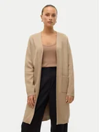 Swetry damskie - Vero Moda Kardigan Saba 10309316 Beżowy Regular Fit - miniaturka - grafika 1