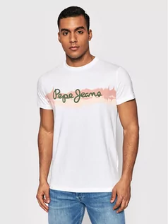 Koszulki męskie - Pepe Jeans T-Shirt Akeem PM508244 Biały Slim Fit - grafika 1