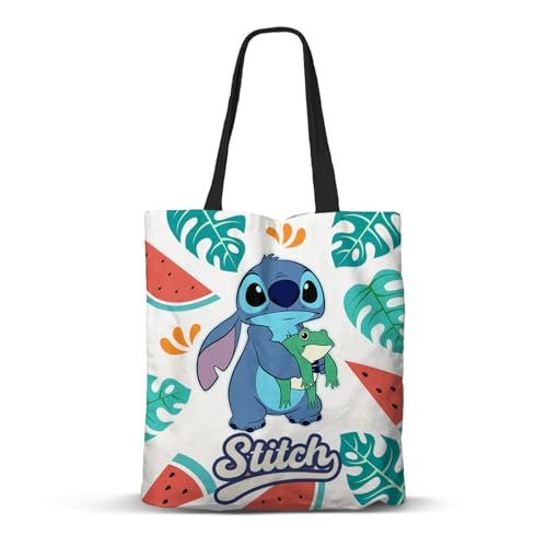 Disney Lilo and Stitch Frog-FAN torba na zakupy, wielokolorowa, 33 x 40 cm, Wielokolorowy Lilo i Stitch, Jeden rozmiar, Torba na zakupy FAN