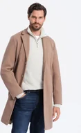 Płaszcze męskie - Ombre Clothing Płaszcz męski Crombie Gauddle Beige XXL - miniaturka - grafika 1