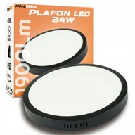 Lampy sufitowe - Lampa Led Panel Natynkowy 24W Okrąg Czarny 4500K - miniaturka - grafika 1