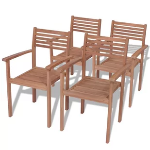 vidaXL Krzesła ogrodowe składane w stos, 4 szt., drewno tekowe - Fotele i krzesła ogrodowe - miniaturka - grafika 1
