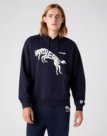Bluzy męskie - WRANGLER 75TH ANNI MĘSKA BLUZA Z KAPTUREM LOGO NADRUK HOODIE DARK SAPPHIRE W645HTB08 112146182 - Wrangler - miniaturka - grafika 1