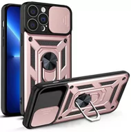 Etui i futerały do telefonów - Hurtel Hybrid Armor Camshield etui iPhone 13 Pro Max pancerny pokrowiec z osłoną na aparat różowe - miniaturka - grafika 1