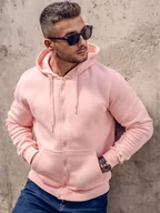 Bluzy sportowe męskie - Jasnoróżowa rozpinana bluza męska z kapturem Bolf 2008A - miniaturka - grafika 1