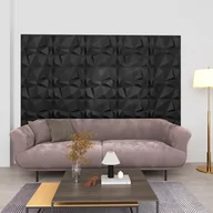 Panele ścienne i boazeria - vidaXL Panele ścienne 3D, 12 szt., 50x50 cm, diamentowa czerń, 3 m² 340587 - miniaturka - grafika 1