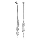 Kolczyki - Długie kolczyki z listkami srebrne rodowane - miniaturka - grafika 1