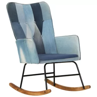 Fotel bujany, niebieski, patchwork jeansowy z płótna Lumarko - Fotele - miniaturka - grafika 1