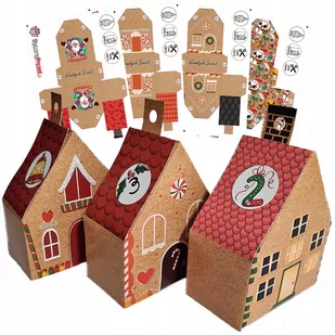Kalendarz adwentowy domki sznurek i naklejki pudełka DIY 24szt. Z6 - Ozdoby bożonarodzeniowe - miniaturka - grafika 1