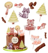 Dekoracje i nakrycia stołu na imprezę - Zestaw Dekoracje na Tort Woodland 16 El. 2D - miniaturka - grafika 1