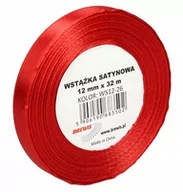 Pasmanteria - Brewis Wstążka dekoracyjna satynowa 12mmx32m jasnoczerwona 26 - miniaturka - grafika 1