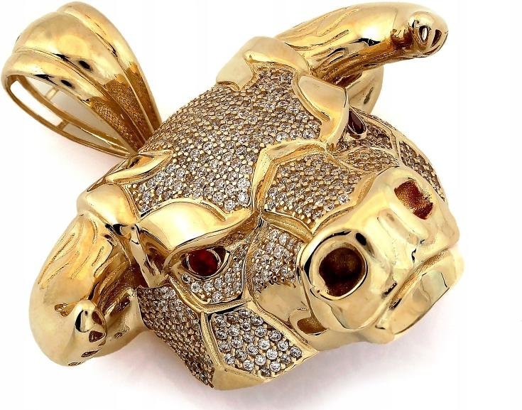 Złota zawieszka 585 znak zodiaku duży byk z cyrkoniami na prezent 14kt
