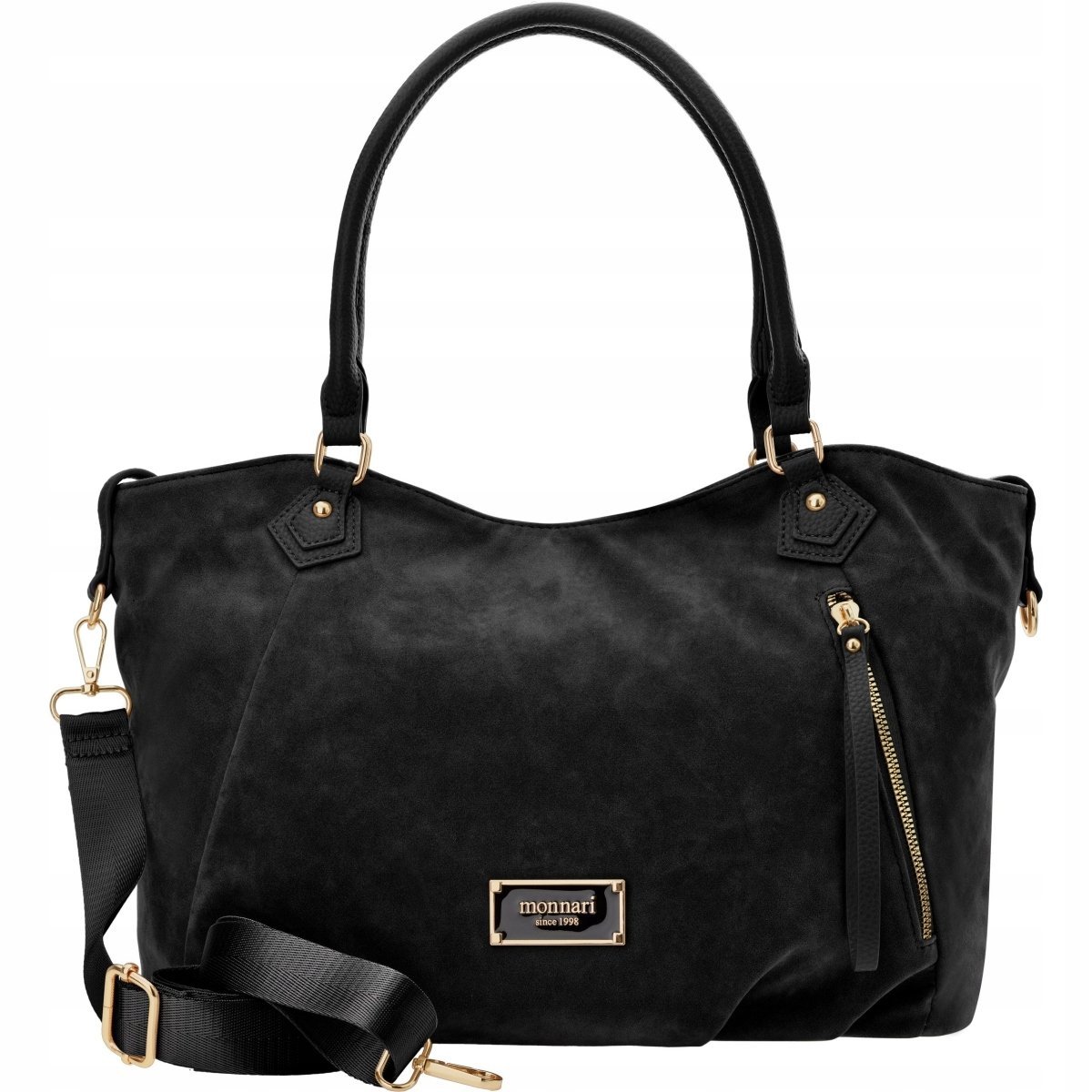 Torebka Damska Na Ramię Shopperka Do Pracy Szkoły Duża A4 Zamszowa Monnari