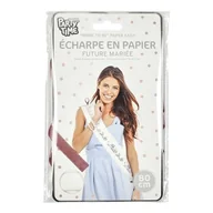 Apaszki i szaliki damskie - CZAS IMPREZY, EA10193, Papierowy Szalik Bride To Be, Akcesoria do Imprez i Wydarzeń, Biały, Różowy, Złoty, 80x10 cm, Królowa Wieczoru, Przyszła Panna Młoda, Zabawa dla Wszystkich - miniaturka - grafika 1