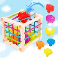 Sortery dla dzieci - ELASTYCZNA KOSTKA SENSORYCZNA MONTESSORI SORTER KLOCKÓW gumki grzechotki - miniaturka - grafika 1