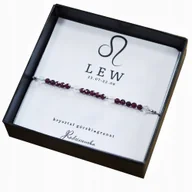 Bransoletki - Bransoletka z kamieni LEW Znak Zodiaku Granat Kryształ Górski 925 Prezent - miniaturka - grafika 1