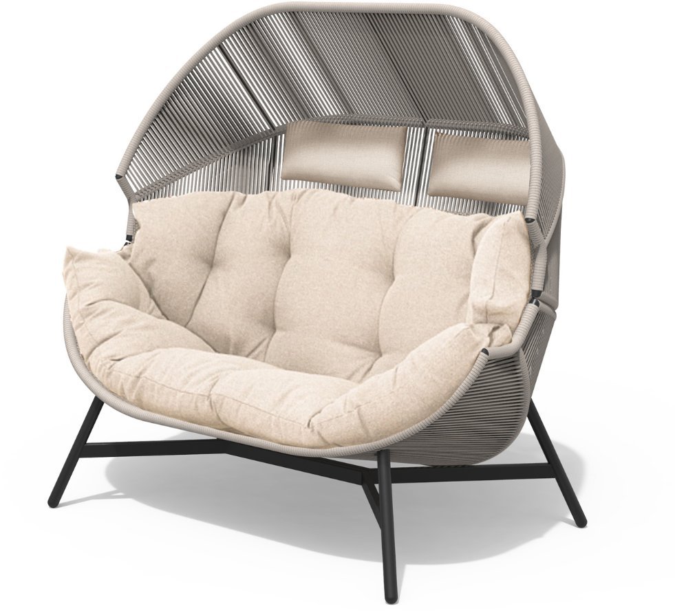 Mirpol FOTEL OGRODOWY DWUOSOBOWY HOLA BEŻOWY Z PODUSZKAMI