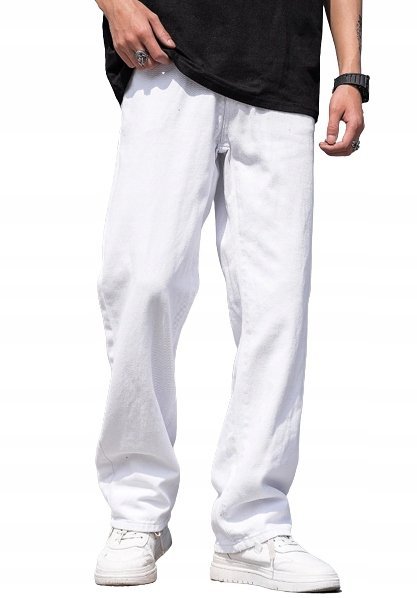 SHEIN SPODNIE JEANSOWE MĘSKIE BIAŁE BASIC S 2VBN