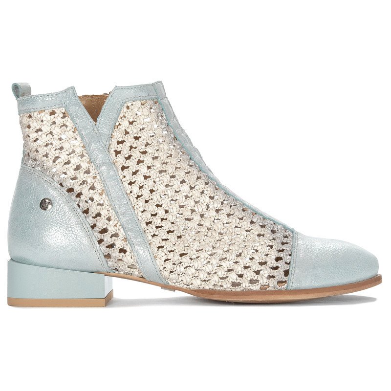 Maciejka Botki Damskie Skórzane Jasny Niebieski -37
