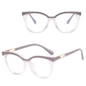 Okulary korekcyjne, oprawki, szkła - Damskie kocie oczy okulary zerówki do komputera BLUE LIGHT 25144C Jasny fiolet - miniaturka - grafika 1
