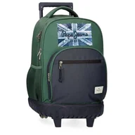 Plecaki - Pepe Jeans Jebb Plecak Compact 2 Wheels Green 33x44x21 cms Poliester 30,49L by Joumma Bags, Zielony, Talla única, Kompaktowy plecak 2 koła - miniaturka - grafika 1