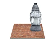 Lampiony i znicze - SZKLANA PODSTAWKA POD ZNICZE Z DEDYKACJĄ 25x25cm Rudy mur 100e - miniaturka - grafika 1