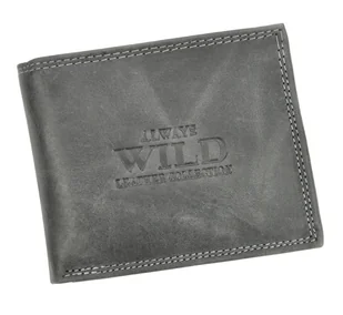 Portfel Męski Skórzany ALWAYS WILD Skóra Licowa Mały Poziomy RFID N0035-CHM/8694 CZARNY 10 x 9 x 2 [cm] - Portfele - miniaturka - grafika 1