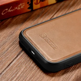 iCarer Leather Oil Wax etui pokryte naturalną skórą do iPhone 14 (kompatybilne z MagSafe) brązowy (WMI14220717-TN) - Etui i futerały do telefonów - miniaturka - grafika 14