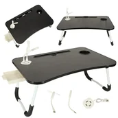 Artykuły biurowe - Stolik pod laptopa składany do łóżka USB czarny - miniaturka - grafika 1