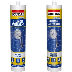 Soudal Silikon Sanitarny Bezbarwny DUO-PACK 280+280 ml - Silikony Soudal Silikon Sanitarny Bezbarwny DUO-PACK 280+280 ml - Silikony - miniaturka - grafika 1