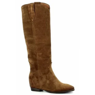 Rude zamszowe kowbojki na płaskiej podeszwie CARINII - Carinii - Kozaki damskie - miniaturka - grafika 1