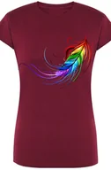 Koszulki i topy damskie - Pióro Kolorowe Damski Modny T-Shirt Rozm.S - miniaturka - grafika 1