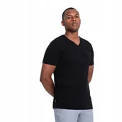 Koszulki męskie - Męski T-shirt V-NECK z elastanem czarny V3 OM-TSCT-0106 XXL - miniaturka - grafika 1