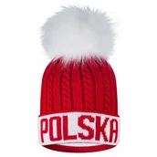 Czapki damskie - Czapka zimowa z pomponem POLSKA POLSKI dla kibica męska damska - miniaturka - grafika 1