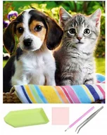 Zabawki kreatywne - Haft Diamentowy 5D Kot Pies Mozaika Zestaw Kotek 30X30Cm - miniaturka - grafika 1