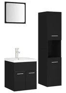 Meble łazienkowe - 3 elementowy czarny zestaw mebli łazienkowych - Astron 3X - miniaturka - grafika 1