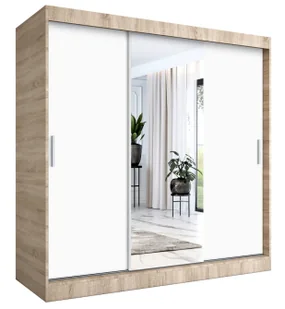 Szafa przesuwna dąb sonoma + biały 200 cm N8-F84 - Szafy - miniaturka - grafika 1