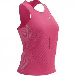 COMPRESSPORT Koszulka biegowa damska  PERFORMANCE SINGLET hot pink/aqua - Koszulki sportowe damskie - miniaturka - grafika 1