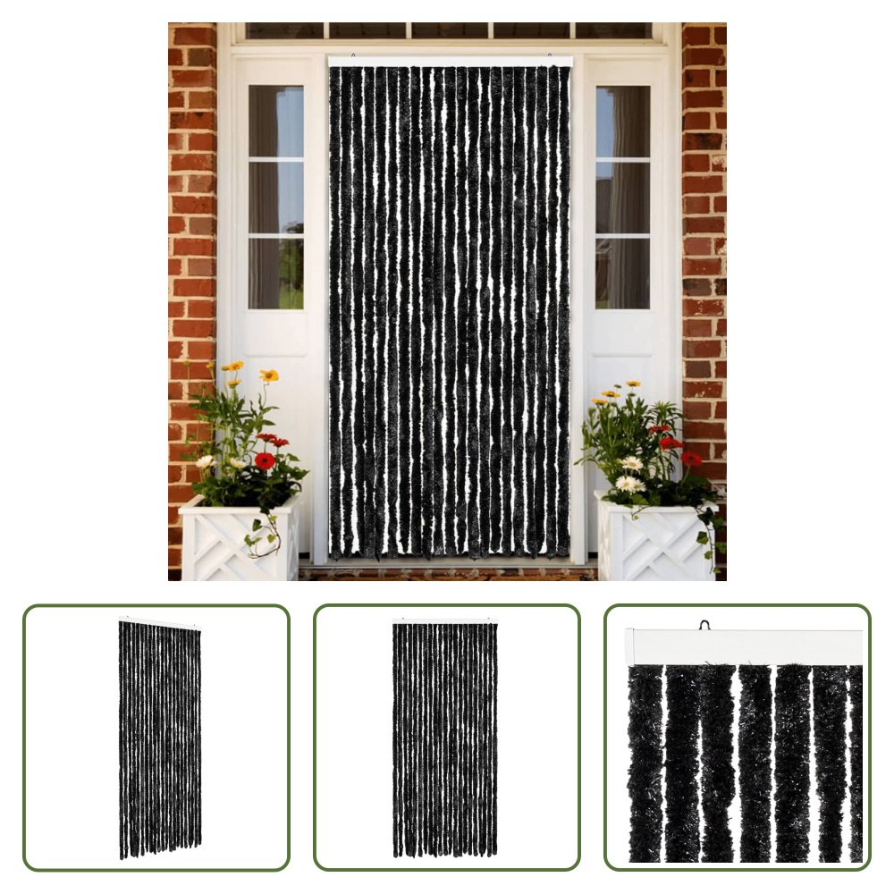 The Living Store Zasłona przeciw owadom antracytowa 90x220 cm szenilowa