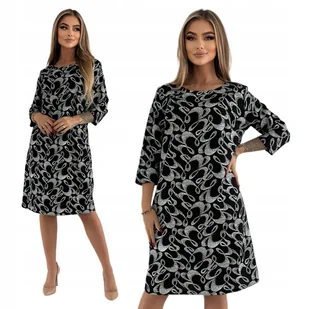 ŚLICZNA BAWEŁNIANA SUKIENKA W BIAŁY WZÓR ROZMIAR 46 POLSKI PRODUCENT - Sukienki - miniaturka - grafika 1