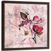 Plakaty - Plakat w ramie brązowej FEEBY Kwiaty magnolii 2, 40x40 cm - miniaturka - grafika 1