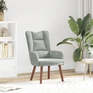 Fotele - Fotel relaksacyjny vidaXL jasnoszary z weluru - miniaturka - grafika 1